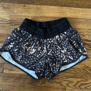 EUC lululemon athletica Black Geometric Running Shorts